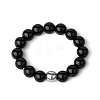 4MM Round Natural Black Onyx Beaded Stretch Rings VM0712-16-1