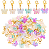 60Pcs 6 Colors Butterfly Glass Pendant Decorations HJEW-PH01944-1