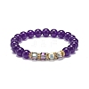 4Pcs 4 Style Natural Mixed Gemstone & Glass Cube Beaded Stretch Bracelets Set for Women BJEW-JB08855-4