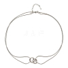 304 Stainless Steel Double Layer Snake Chain 2-Ring Link Necklaces NJEW-R017-01P-4