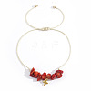 Bohemian Style Cross Natural Red Jasper Braided Beaded Bracelets for Women XK2373-5-1