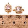 Brass Pave Pink Cubic Zirconia Connector Charms CU-CBAEC99-14G-3