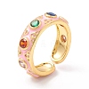 Flat Round Cubic Zirconia Cuff Rings RJEW-C021-04G-4