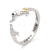 Dog Brass Open Cuff Rings for Women RJEW-S416-01G-1