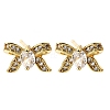 Bowknot Brass Micro Pave Clear Cubic Zirconia Stud Earrings EJEW-G433-05G-4