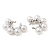 Rack Plating Brass Cuff Earrings with Plastic Pearl Beaded EJEW-M222-03P-2