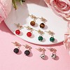 5 Pairs 5 Styles Natural & Synthetic Mixed Gemstone Round Ball Dangle Stud Earrings EJEW-JE05537-S-4