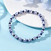 Handmade Flower Printed Porcelain Ceramic & Natural Lapis Lazuli Beads Stretch Bracelets for Women BJEW-JB12932-1