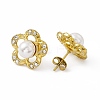Crystal Rhinestone Flower Stud Earrings with Acrylic Pearl Beaded EJEW-P212-01G-2
