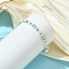 Natural Larimar Faceted Cube and Natural Cultured Freshwater Pearl Beaded Bracelets with Brass Round Beads BJEW-JB14416-2