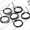 6Pcs 6 Styles PU Imitation Leather Braided Bracelets BJEW-CL0001-52-3