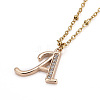 Brass Micro Pave Clear Cubic Zirconia Initial Pendant Necklaces NJEW-JN03461-5