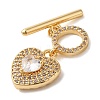 Brass Micro Pave Clear Cubic Zirconia Toggle Clasps KK-N254-82G-2