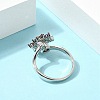 Flower Rotatable Open Cuff Rings for Women RJEW-G333-01D-3