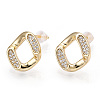 925 Sterling Silver Micro Pave Cubic Zirconia Twist Rhombus Stud Earrings STER-T004-22G-2