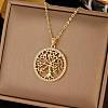 Brass Micro Pave Clear Cubic Zirconia Tree of Life Pendants LS-NJEW-H066-01D-G-1