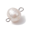 Natural Cultured Freshwater Pearl Connector Charms PALLOY-JF03090-01-4