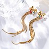 Brass Bowknot Tassel Stud Earrings EJEW-R014-14G-1