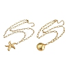 Bohemian Styles 304 Stainless Steel Starfish and Shell Shape Pendant Double Layer Necklaces for Women NJEW-F343-01G-4