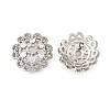 Flower Brass Micro Pave Clear Cubic Zirconia Bead Caps KK-V008-33P-1