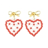 Heart Handmade Glass Seed Beads Dangle Stud Earrings EJEW-MZ00369-01-2