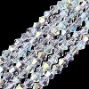 AB Color Plated Transparent Glass Beads Strands GLAA-G127-01-01H-1
