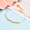 Adjustable Brass Beaded Slider Bracelets for Women BJEW-T022-21G-1
