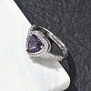 Brass & Purple Heart Cubic Zirconia Finger Rings for Women CU-CBA7E55-14P-3