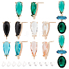 BENECREAT 10Pcs 5 Color K9 Glass Teardrop Stud Earring Findings KK-BC0011-45-1