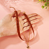 Alloy Resin Sun Pendant Single Face Dark Red Velvet Ribbon & Brass Chain Double Layered Choker Necklaces NJEW-TAC0039-5
