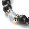 Natural Obsidian & Opalite Round Beads Energy Stretch Bracelet BJEW-JB06967-7