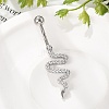 Alloy Rhinestone Snake Curved Barbell Belly Rings LS-AJEW-R007-03P-04-2