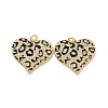 Heart with Leopard Print Pattern Brass Micro Pave Clear Cubic Zirconia Charms X-KK-G435-35G-2