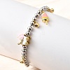 Brass Enamel Round Beads Charm Bracelets for Women BJEW-D317-11A-PG-3