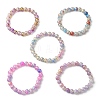 5Pcs 5 Color Crackle Glass Round Beaded Stretch Bracelets Set BJEW-JB09695-01-5