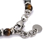 Natural Tiger Eye & Magnetic Synthetic Hematite Round Beaded Bracelet X-BJEW-P339-02P-03-3
