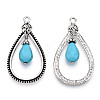 Synthetic Turquoise Pendants PALLOY-TAC0044-61AS-2