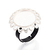 Adjustable Flower Alloy & Iron Bezel Cup Ring Base with Rotatable Tray MAK-T012-08S-1