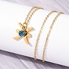 304 Stainless Steel Glass Drill Birth Stone Constellation Pendant Necklaces LS-STAS-D305-08G-L-4