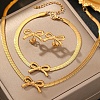 Bowknot 304 Stainless Steel Pendant Necklaces & Charms Bracelets & Stud Earrings Sets SJEW-Z003-03G-2