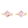 Brass Pave Cubic Zirconia Rhombus Connector Charms KK-P347-04G-3