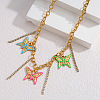 304 Stainless Steel Crystal Rhinestone Enamel Bib Necklaces WGF7F64-01-1