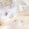 ANATTASOUL 3 Pairs 3 Style Flat Round & Moon & Rectangle Acrylic Imitation Shell Dangle Earrings EJEW-AN0002-94-7