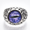 Alloy Glass Cuff Finger Rings RJEW-T006-04B-2