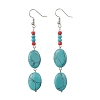 Brass Synthetic Turquoise Dangle Earrings EJEW-JE06535-7