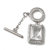 Brass Micro Pave Clear Cubic Zirconia Toggle Clasps KK-N254-87P-1