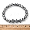 Natural Titanium Hertz Beads Stretch Bracelets for Women Men BJEW-R015-01-5