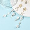 Shell Pearl Round Beaded Tassel Earrings EJEW-TA00816-1