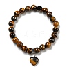 8.5mm Round Natural Tiger Eye Beaded Stretch Bracelets BJEW-C074-01Q-2