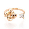 Windmill Brass Micro Pave Clear Cubic Zirconia Cuff Ring Settings KK-T076-36-2